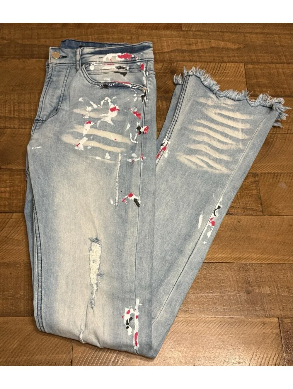 Rockstar Original RSM 205 Flare Denim Paint Splattered Distressed Jeans Size 30
